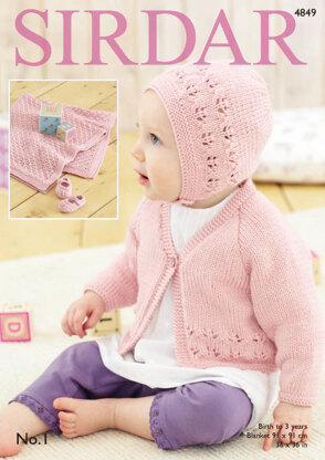 Cardigan Bonnet Shoes and Blanket in Sirdar No.1 4849