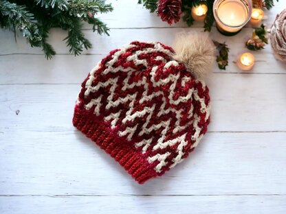 Chunky Mosaic Bobble Hat