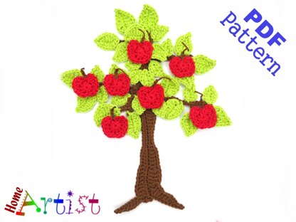 Tree set crochet applique pattern