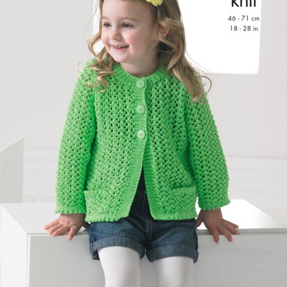 Girls Lace Cardigan and Sweater in King Cole Big Value Baby DK - 4219 - Downloadable PDF
