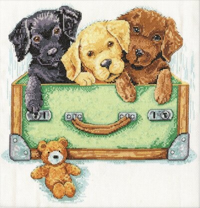 Design Works Suitcase of Labs Cross Stitch Kit - 30.48cm x 30.48cm