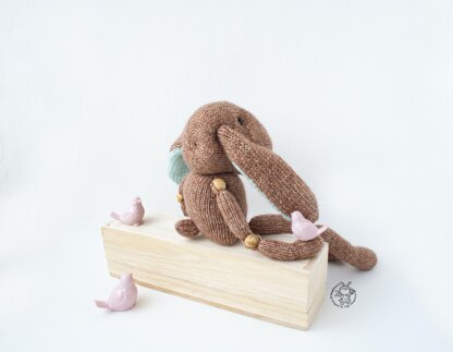 Bunny toy ( beads jointed ) knitted flat