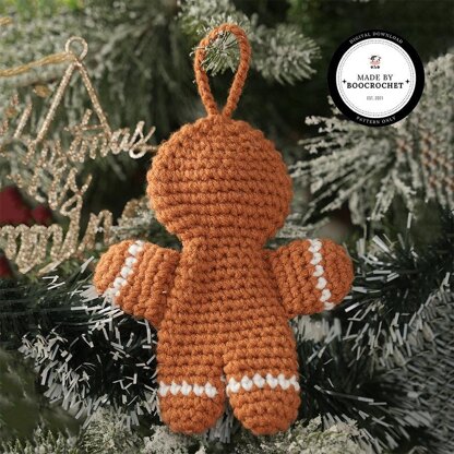 Decorative Gingerbread Man With Black Eyes For Christmas Tree Crochet Pattern