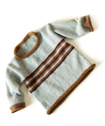 Knit Coastal Stripe Pullover in Lion Brand Wool-Ease - 70264AD