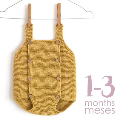 1-3 months - BUTTON-UP Knit Romper Pattern