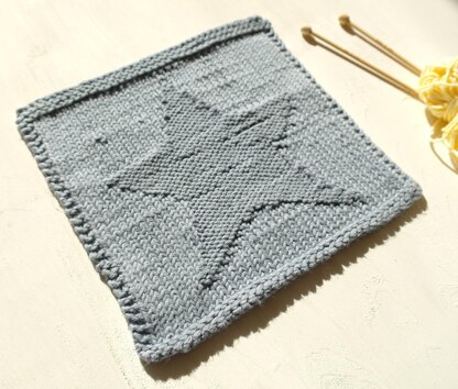 Star knit purl face cloth square