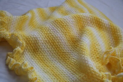 Ray of Sunshine Baby Blanket with Ruffle Hat.