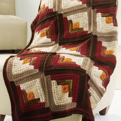 Log Cabin Comfort Throw in Red Heart Super Saver Economy Solids - WR1861