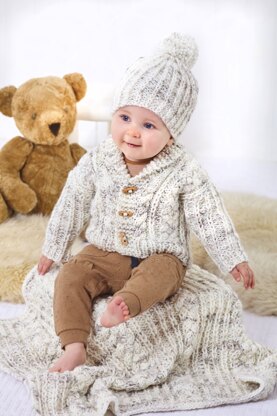 Jacket, Cardigan, Gilet, Hat & Blanket knitted in King Cole Bumble Chunky - Babies - P6085 - Leaflet