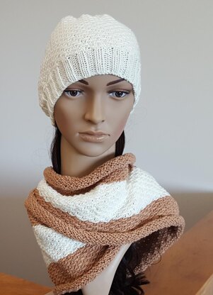 Sky - woven stitch beanie and cowl