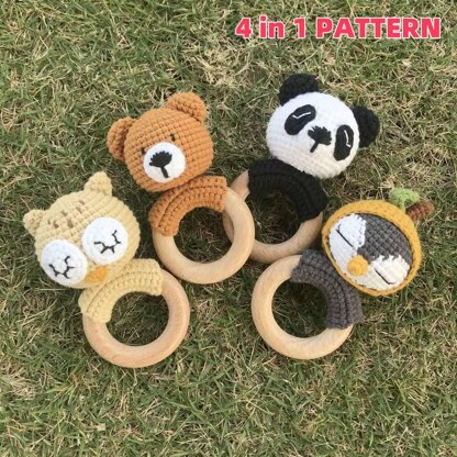 Crochet Patterns,Crochet Rattle Patterns 4 in 1: Bear, Owl, Panda and Penguin,Amigurumi Crochet,Easy Crochet Patterns for Beginners