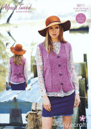Women's Cardigan and Waistcoat in Stylecraft Alpaca Tweed DK - 9011