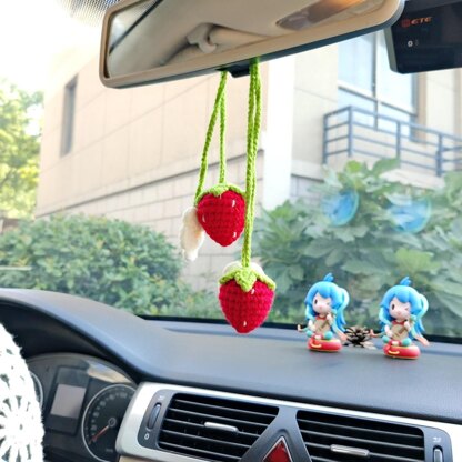 Crochet Strawberry Car Hanging