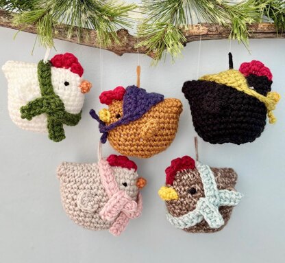 Crochet Chicken Christmas Ornaments