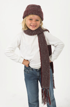 Side to Side Hat and Scarf in Plymouth Encore Worsted - F216