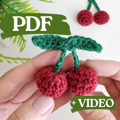 Cherry crochet pattern, crochet play food pattern