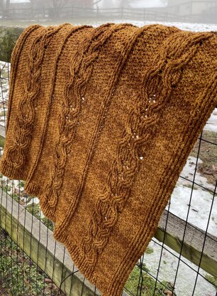 Glazed Pecan Cabled Lap Blanket