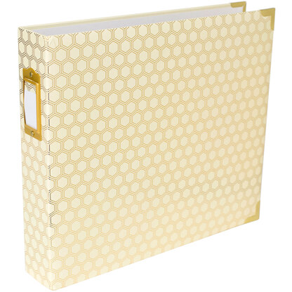 American Crafts Project Life D-Ring Album 12"X12" - Honeycomb Cream & Gold