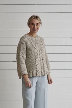 Cable and Garter Sweater - Knitting Pattern For Women in Debbie Bliss Dulcie by Debbie Bliss