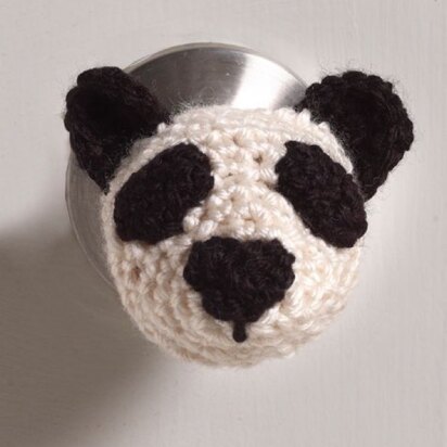 Panda Doorknob Cozy in Red Heart Soft Solids - LW4177