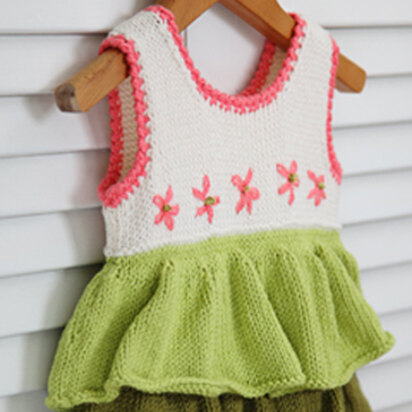 407 Flower Garden Ruffled Dress - Knitting Pattern for Kids in Valley Yarns Longmeadow