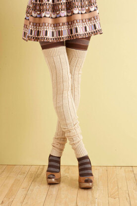 Ribbed Thigh Highs Legwarmers in Lion Brand Vanna's Glamour - 90705AD