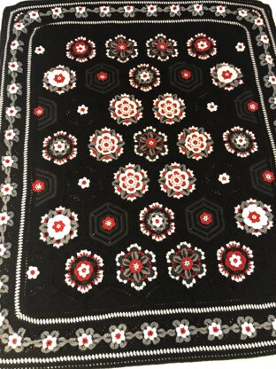 Frida's Flower Blanket - black, grey, white & red