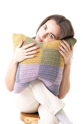 Checkerboard and Stripes Pillow in Lion Brand Basic Stitch Anti Microbial - M23009BSAM - Downloadable PDF