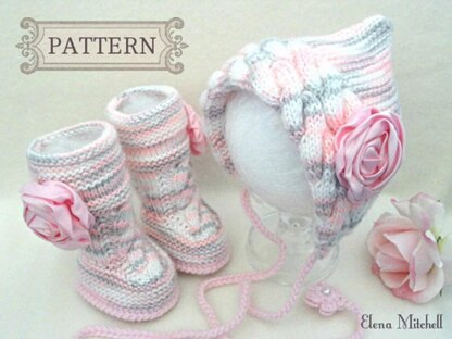 Knitting PATTERN Baby Set Hat and Shoes Baby Girl Newborn