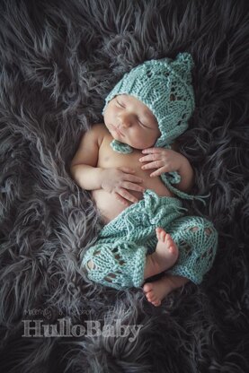 Lacy Baby Elf Bonnet & Pants Set