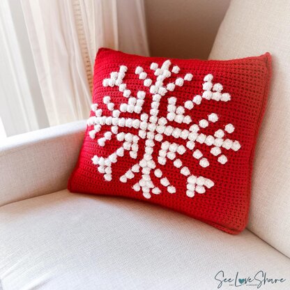 Snowflake Bobble Stitch Pillow