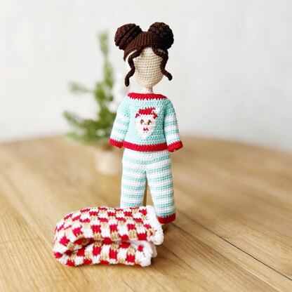 Crochet doll clothes, doll pajamas, amigurumi doll clothes, doll outfit, Christmas doll outfit