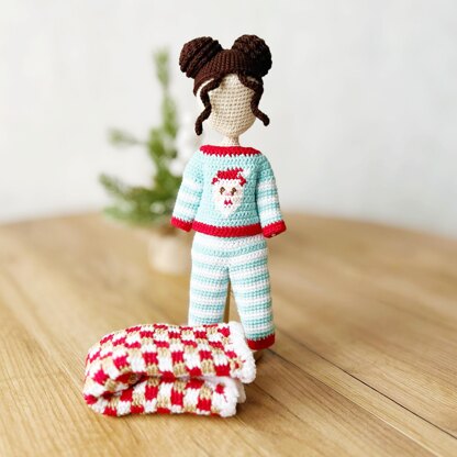 Crochet doll clothes, doll pajamas, amigurumi doll clothes, doll outfit, Christmas doll outfit