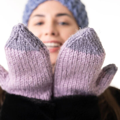 Two Color Mittens in Lion Brand Basic Stitch Anti Microbial Thick&Quick - M23002BSAMTQ - Downloadable PDF