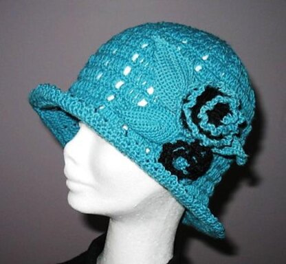 Aqua Rose Flower Hat
