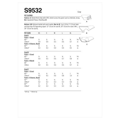 Simplicity Pet Clothes S9532 - Paper Pattern, Size A (XS-S-M-L-XL)