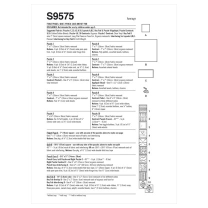Simplicity Fidget Pages, Quilt, Zipper Case and Key Fob S9575 - Paper Pattern, Size OS (One Size Only)