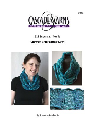 Chevron and Feather Cowl in Cascade Yarns 128 Superwash Multis - C246 - Downloadable PDF