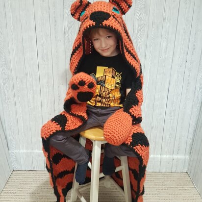 2in1 Safari Tiger Hooded Blanket