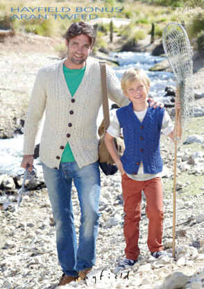 Cardigan and Waistcoat in Hayfield Bonus Aran Tweed - 7248 - Downloadable PDF