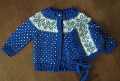 Merriment cardigan and bonnet set