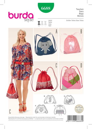 Burda Bags Sewing Pattern B6688 - Paper Pattern, Size ONE SIZE