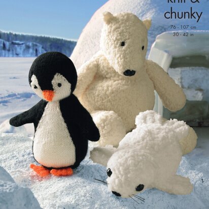Penguin, Polar Bear and Seal Toys in King Cole DK & Chunky - 9006 - Downloadable PDF
