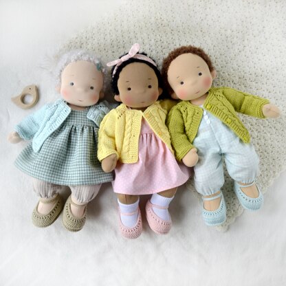 Cardigan + booties for 14-16"/36-40 cm Waldorf Doll