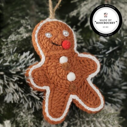 Pearl Eyes Gingerbread Man For Christmas Tree Crochet Pattern