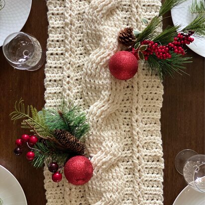 Rustic Cable Stitch Table Runner