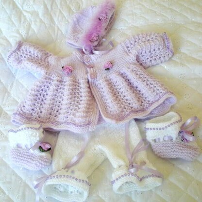 Knitting pattern Baby Reborn Doll, Matinee coat, shorts, Hat and Boots