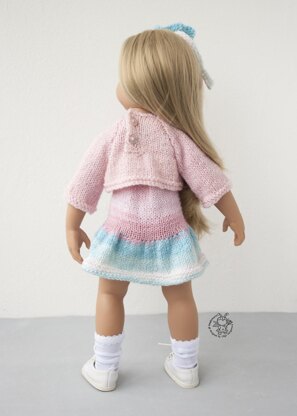 Outfit Flower knitting flat for 18 in doll