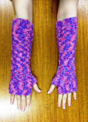 Fairy Ladders Long DK Fingerless Gloves