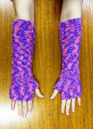 Fairy Ladders Long DK Fingerless Gloves